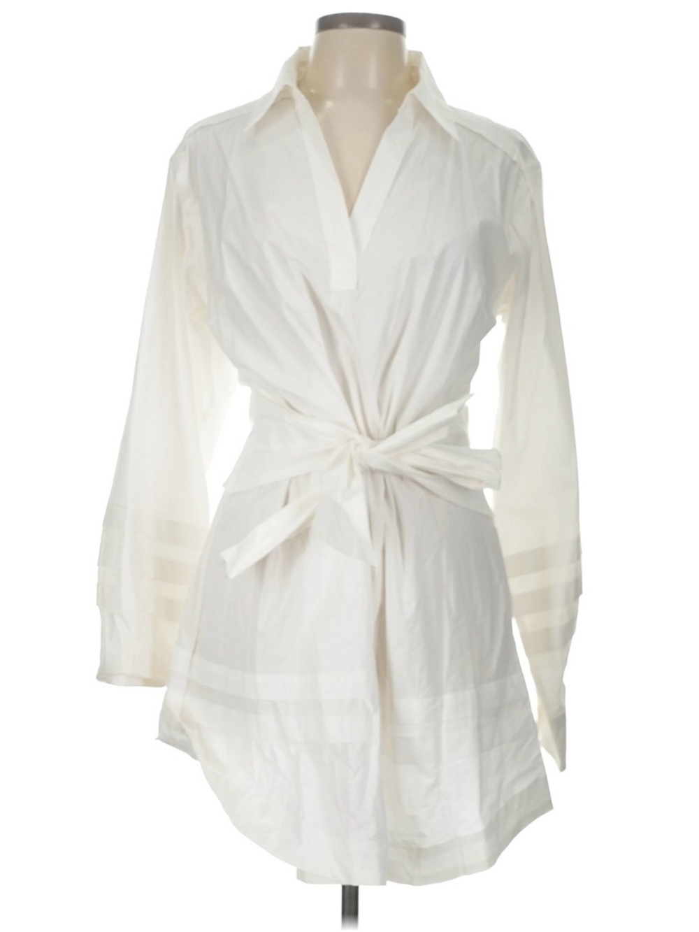 Jonathan Simkhai Cream Tie-Waist Long Sleeve Tunic